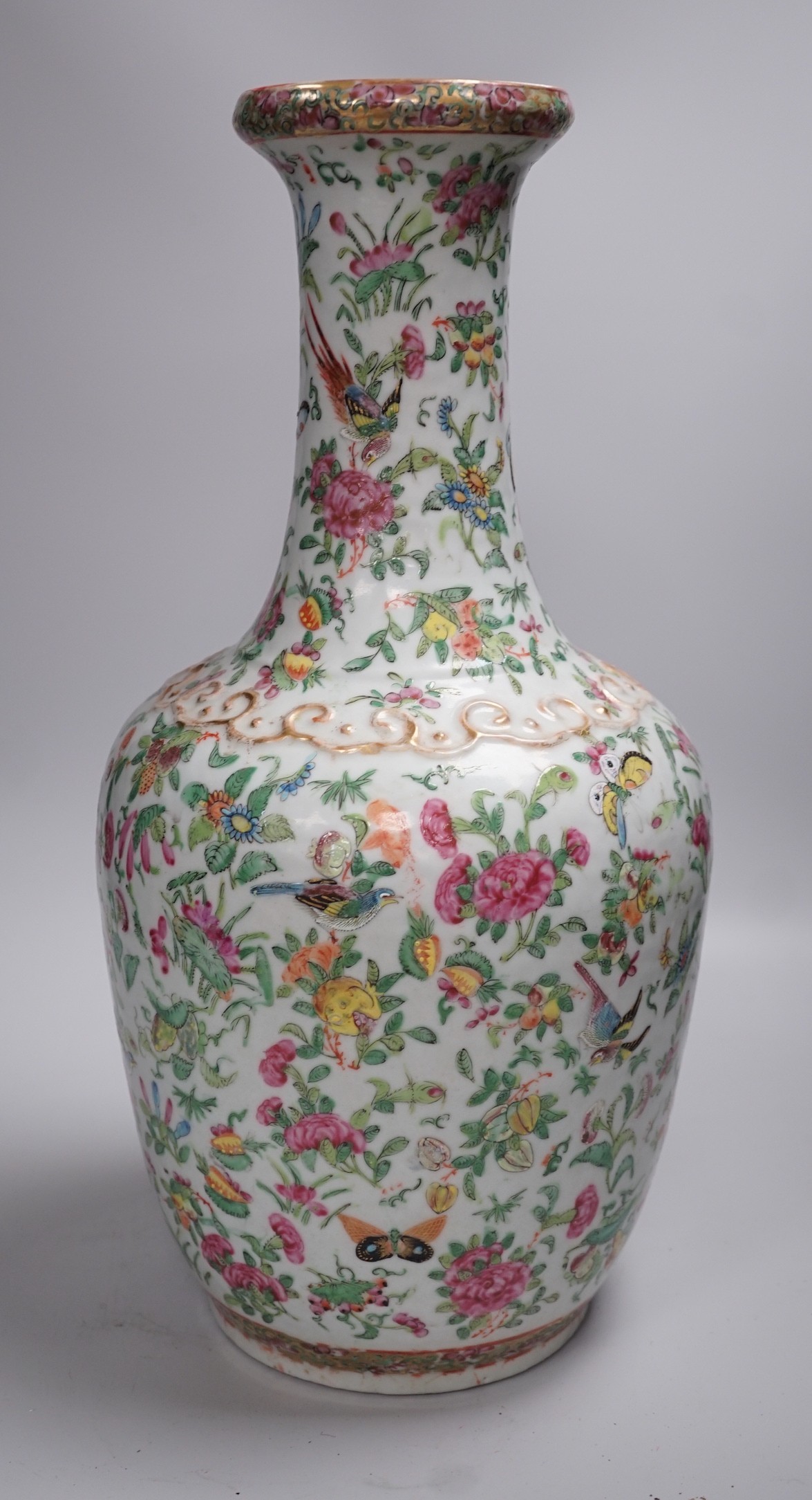 A large Chinese famille rose vase, late 19th century, 44cm